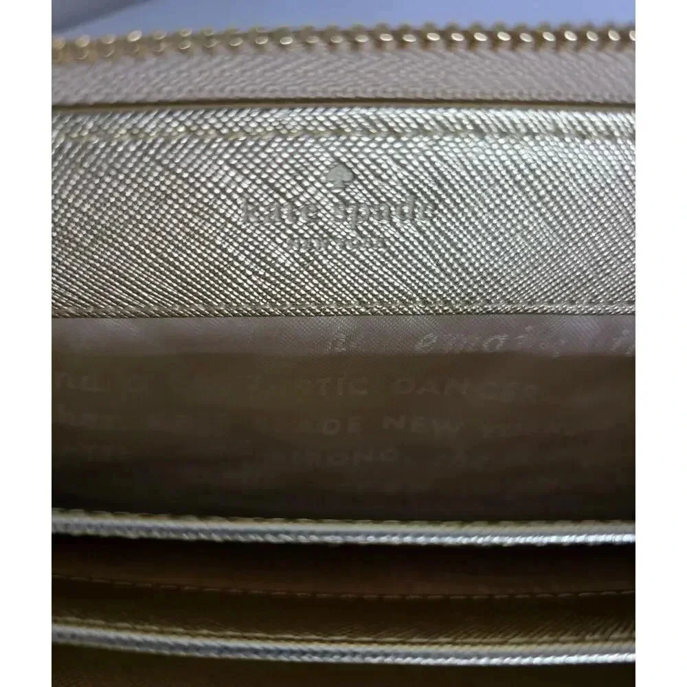 Kate Spade New York Talk Is Chic WALLET Gold Saffiano Wristlet Wallet